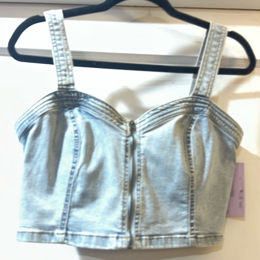 Wild Fable Light Blue Denim Crop Top